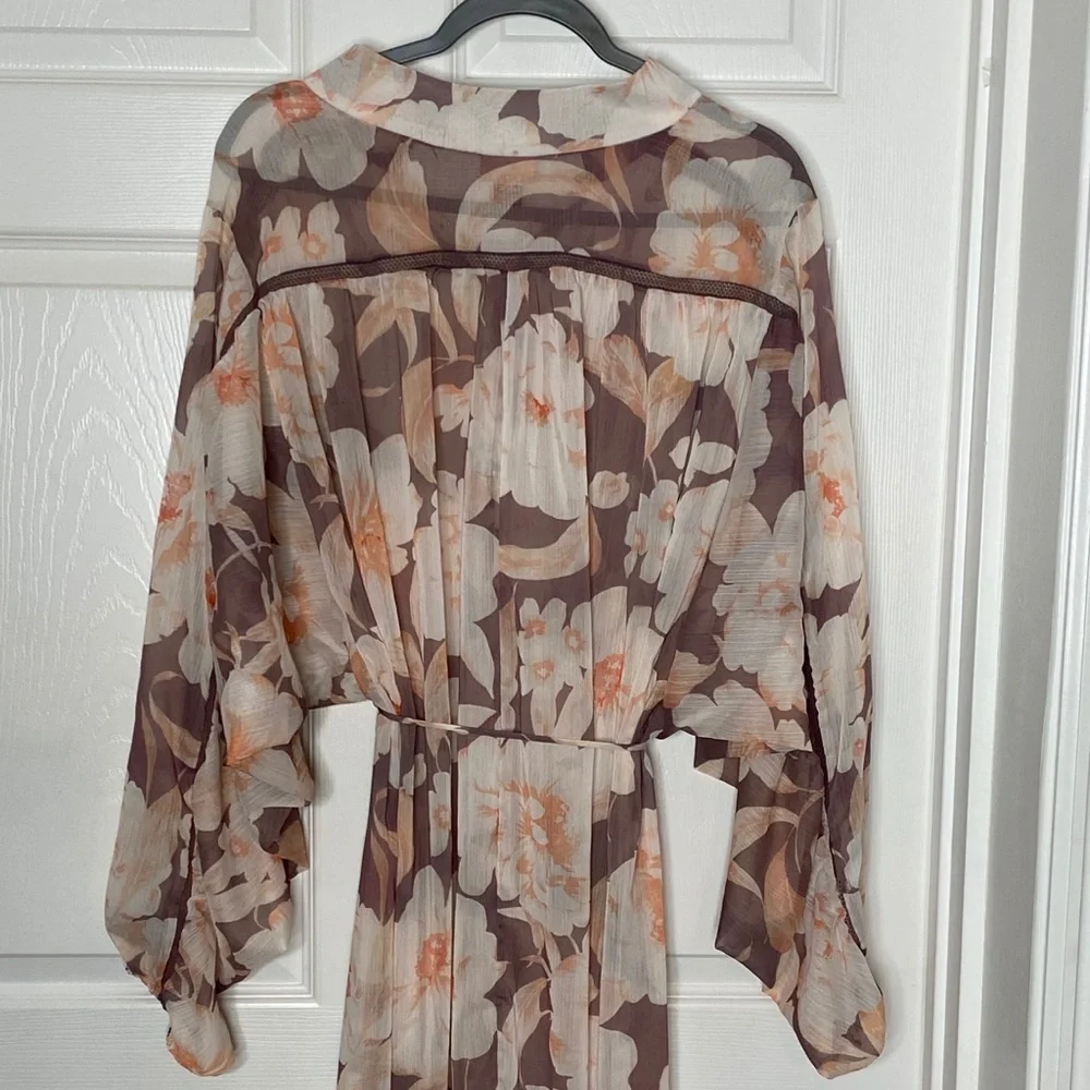 NWT P2 Floral Print Kimono Robe Swim Coverup Festival Pool